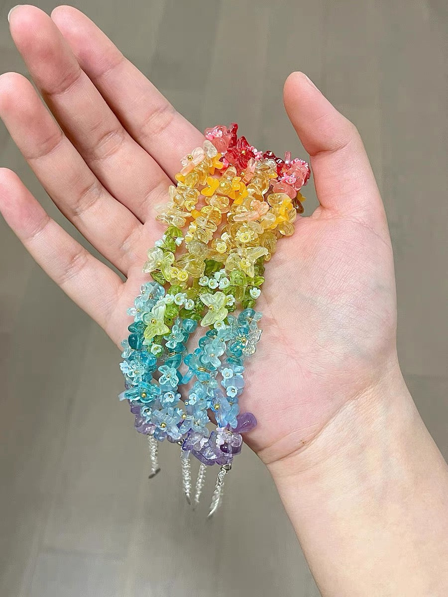 Rainbow Flower Butterfly Bracelet - Dopamine Beads