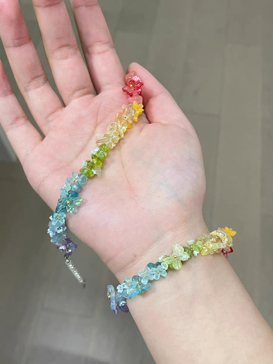 Rainbow Flower Butterfly Bracelet - Dopamine Beads