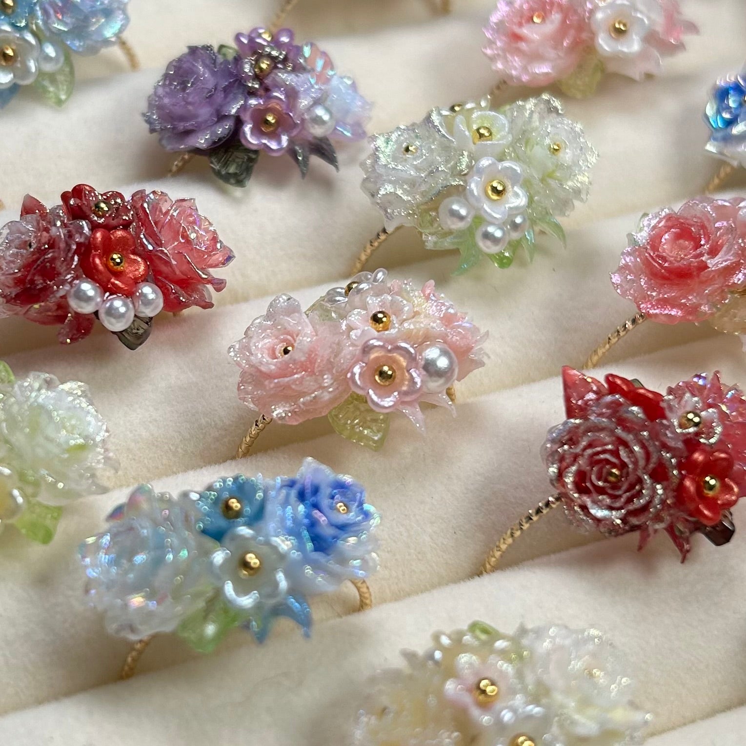 Handmade Colorful Rose Ring - Explore Monet's Garden