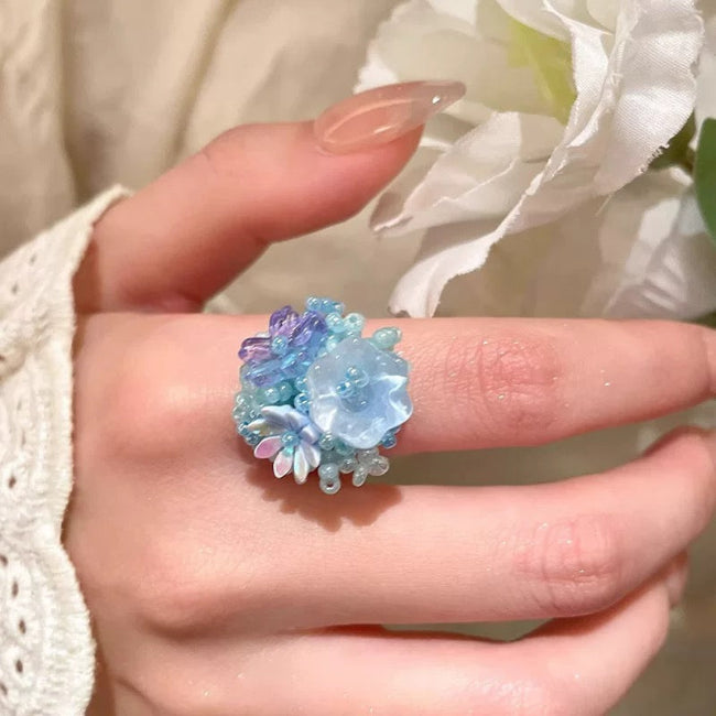Flower Beaded Ring – Handmade Dopamine Style Jewelry