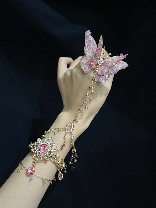 Butterfly Tassel Bracelet and Ring Set - Shiny and Stylish
